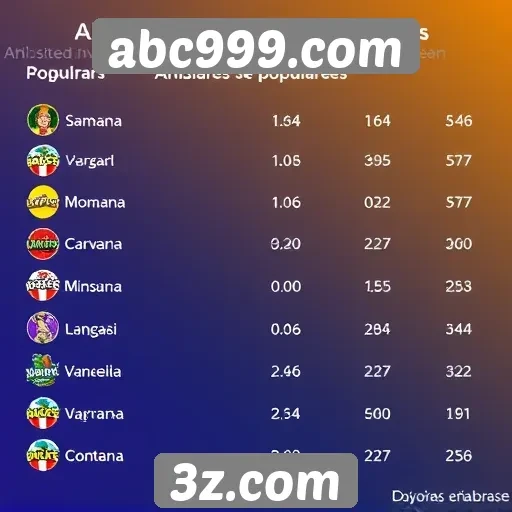 Análise da popularidade de jogos em abc999.com